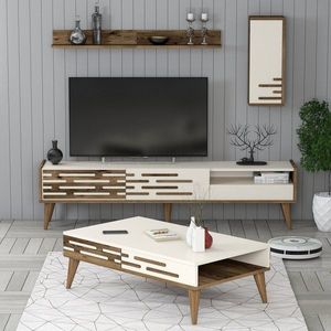Living Room Furniture Set Valensiya - Walnut, Cream vyobraziť