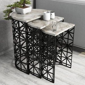 Sada odkladacích stolíkov (3 kusy) Stil - White Marble vyobraziť