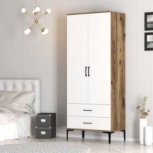 Šatníková skriňa Kumsal T - Walnut, White vyobraziť