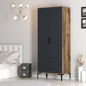 Šatníková skriňa Kumsal T - Walnut, Anthracite vyobraziť