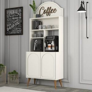 Coffee Bar Cabinet Lyon 80 - Cream, Walnut - POSLEDNÝ KUS vyobraziť