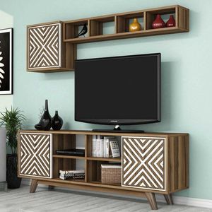 TV skrinka / Obývacia stena Inci - Walnut, White vyobraziť