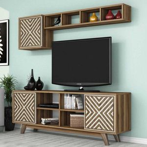 TV skrinka / Obývacia stena Inci - Walnut, Cream vyobraziť