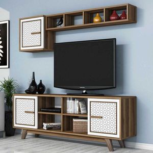 TV skrinka / Obývacia stena Ayla - Walnut, White vyobraziť