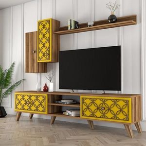 TV skrinka / Obývacia stena Class S - Walnut, Yellow vyobraziť