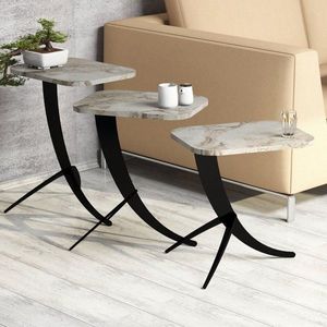 Sada odkladacích stolíkov (3 kusy) Pion - White Marble vyobraziť