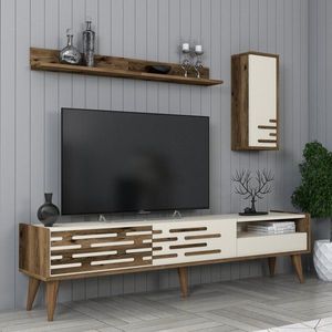 TV skrinka / Obývacia stena Valensiya - Walnut, Cream vyobraziť