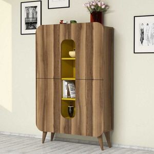 Viacúčelová skrinka Mine - Walnut, Yellow vyobraziť