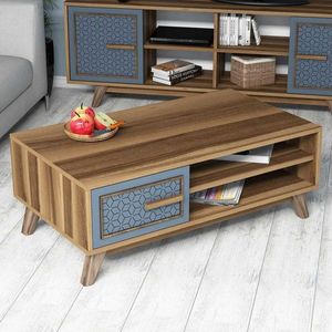 Konferenčný stolík Ayla - Walnut, Blue vyobraziť