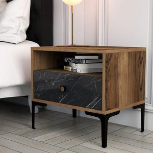 Nočný stolík Lizbon 534 - Walnut, Black vyobraziť
