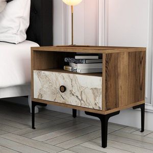 Nočný stolík Lizbon 531 - Walnut, White vyobraziť