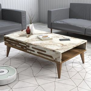 Konferenčný stolík Valensiya - Walnut, White, Marble vyobraziť