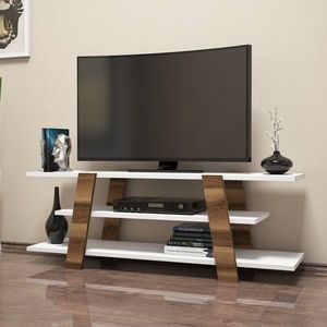 TV stolík Flower - Walnut, White vyobraziť