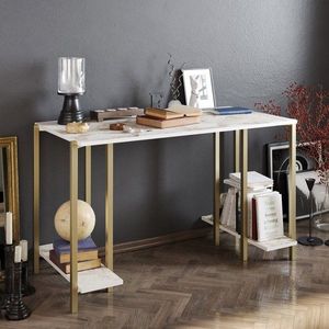 Písací stôl Reader - White, Gold vyobraziť