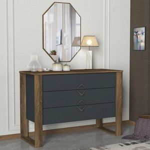 Komoda Bumerang Aynalı - Walnut, Anthracite vyobraziť