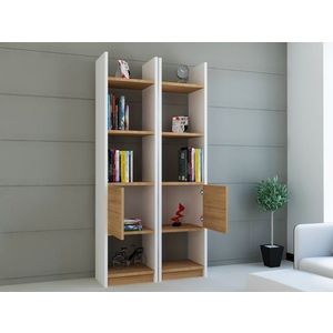 Knižnica Esbi 102 - White, Teak vyobraziť