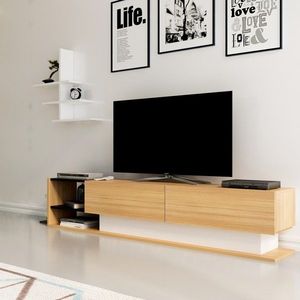 TV skrinka / Obývacia stena Liza - Teak, White vyobraziť