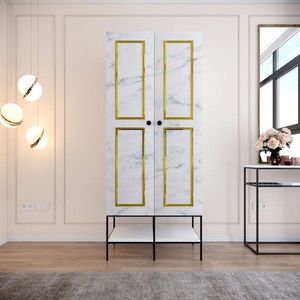 Šatníková skriňa Martin 2 - White, Black, Gold vyobraziť