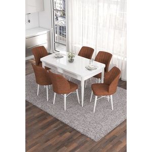 Extendable Dining Table & Chairs Set (7 Pieces) Eva - White, Tile Red vyobraziť