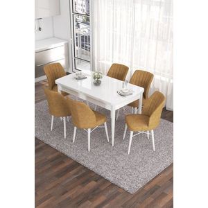 Extendable Dining Table & Chairs Set (7 Pieces) Eva - White, Cappuccino vyobraziť