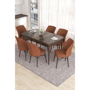 Extendable Dining Table & Chairs Set (7 Pieces) Eva - Baroque, Tile Red vyobraziť