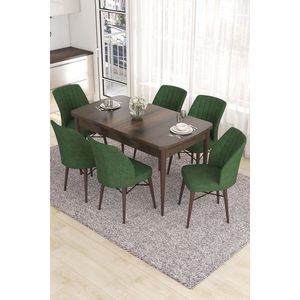 Extendable Dining Table & Chairs Set (7 Pieces) Eva - Baroque, Khaki vyobraziť