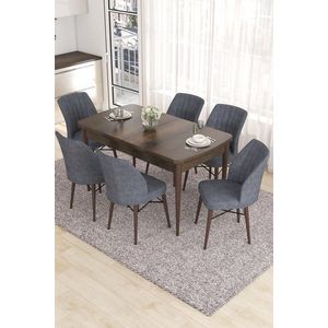 Extendable Dining Table & Chairs Set (7 Pieces) Eva - Baroque, Fume vyobraziť