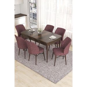Extendable Dining Table & Chairs Set (7 Pieces) Eva - Baroque, Dusty Rose vyobraziť