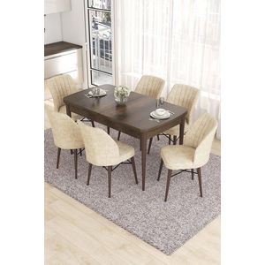 Extendable Dining Table & Chairs Set (7 Pieces) Eva - Baroque, Cream vyobraziť