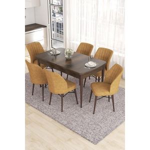 Extendable Dining Table & Chairs Set (7 Pieces) Eva - Baroque, Cappuccino vyobraziť