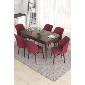 Extendable Dining Table & Chairs Set (7 Pieces) Eva - Baroque, Burgundy vyobraziť