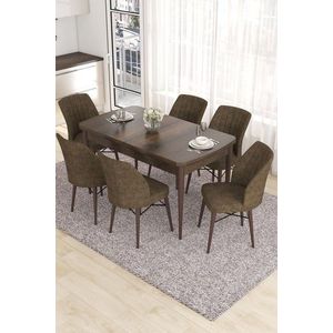 Extendable Dining Table & Chairs Set (7 Pieces) Eva - Baroque, Brown vyobraziť