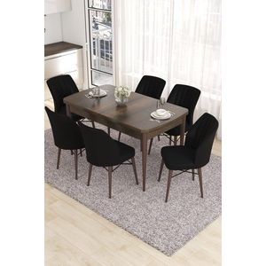 Extendable Dining Table & Chairs Set (7 Pieces) Eva - Baroque, Black vyobraziť