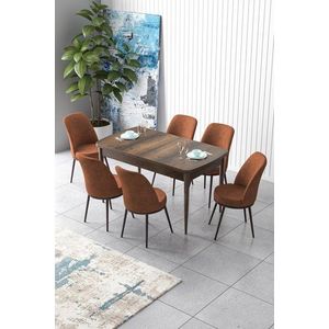 Extendable Dining Table & Chairs Set (7 Pieces) Zen - Baroque, Tile Red vyobraziť