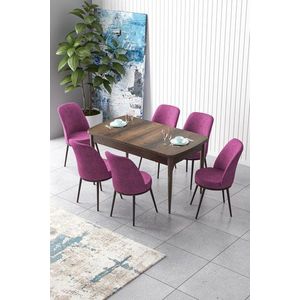 Extendable Dining Table & Chairs Set (7 Pieces) Zen - Baroque, Purple vyobraziť