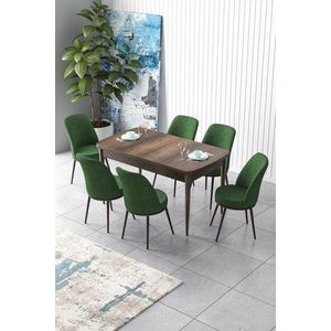 Extendable Dining Table & Chairs Set (7 Pieces) Zen - Baroque, Khaki vyobraziť
