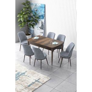 Extendable Dining Table & Chairs Set (7 Pieces) Zen - Baroque, Grey vyobraziť