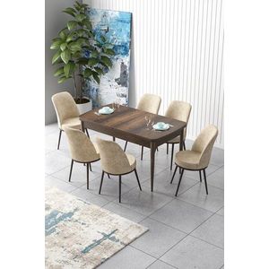 Extendable Dining Table & Chairs Set (7 Pieces) Zen - Baroque, Cream vyobraziť
