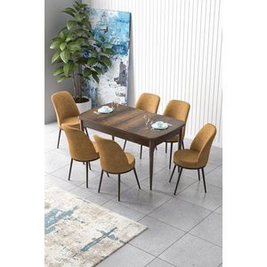 Extendable Dining Table & Chairs Set (7 Pieces) Zen - Baroque, Cappuccino vyobraziť