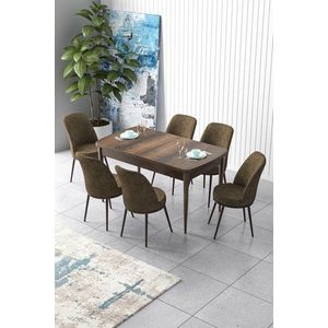Extendable Dining Table & Chairs Set (7 Pieces) Zen - Baroque, Brown vyobraziť