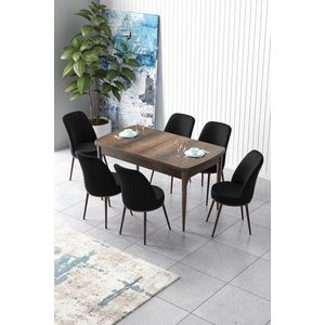 Extendable Dining Table & Chairs Set (7 Pieces) Zen - Baroque, Black vyobraziť