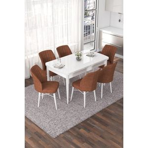Extendable Dining Table & Chairs Set (7 Pieces) Nef - White, Tile Red vyobraziť