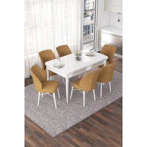 Extendable Dining Table & Chairs Set (7 Pieces) Nef - White, Cappuccino vyobraziť