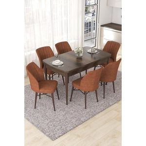 Extendable Dining Table & Chairs Set (7 Pieces) Nef - Baroque, Tile Red vyobraziť