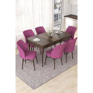 Extendable Dining Table & Chairs Set (7 Pieces) Nef - Baroque, Purple vyobraziť