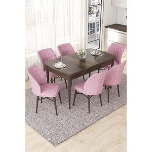 Extendable Dining Table & Chairs Set (7 Pieces) Nef - Baroque, Pink vyobraziť
