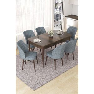 Extendable Dining Table & Chairs Set (7 Pieces) Nef - Baroque, Grey vyobraziť