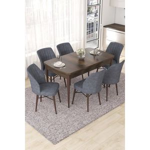 Extendable Dining Table & Chairs Set (7 Pieces) Nef - Baroque, Fume vyobraziť