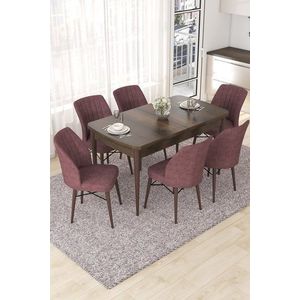Extendable Dining Table & Chairs Set (7 Pieces) Nef - Baroque, Dusty Rose vyobraziť