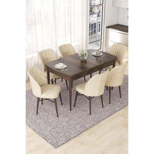 Extendable Dining Table & Chairs Set (7 Pieces) Nef - Baroque, Cream vyobraziť